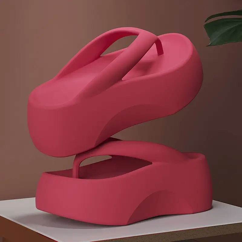 7.0 Thick-soled Height-increasing Shit-feeling Flip-flops Women's Outfit Summer Indoor Household Clip-legged Beach Internet-famous Sandals - Image 6