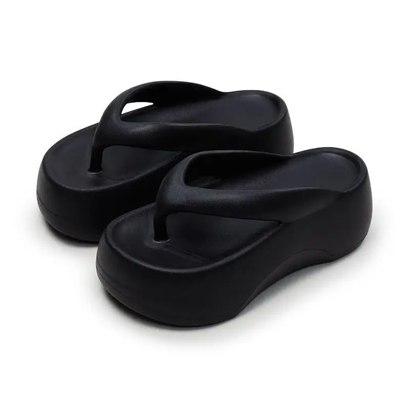 7.0 Thick-soled Height-increasing Shit-feeling Flip-flops Women's Outfit Summer Indoor Household Clip-legged Beach Internet-famous Sandals - Image 9