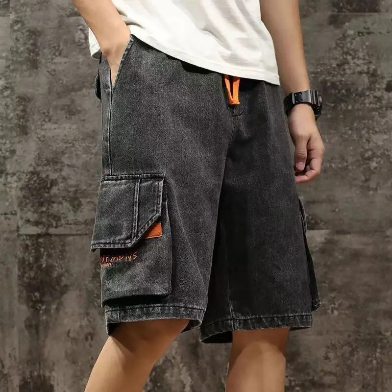 Trendy Men Denim Shorts Plus Size Multi Pocket
