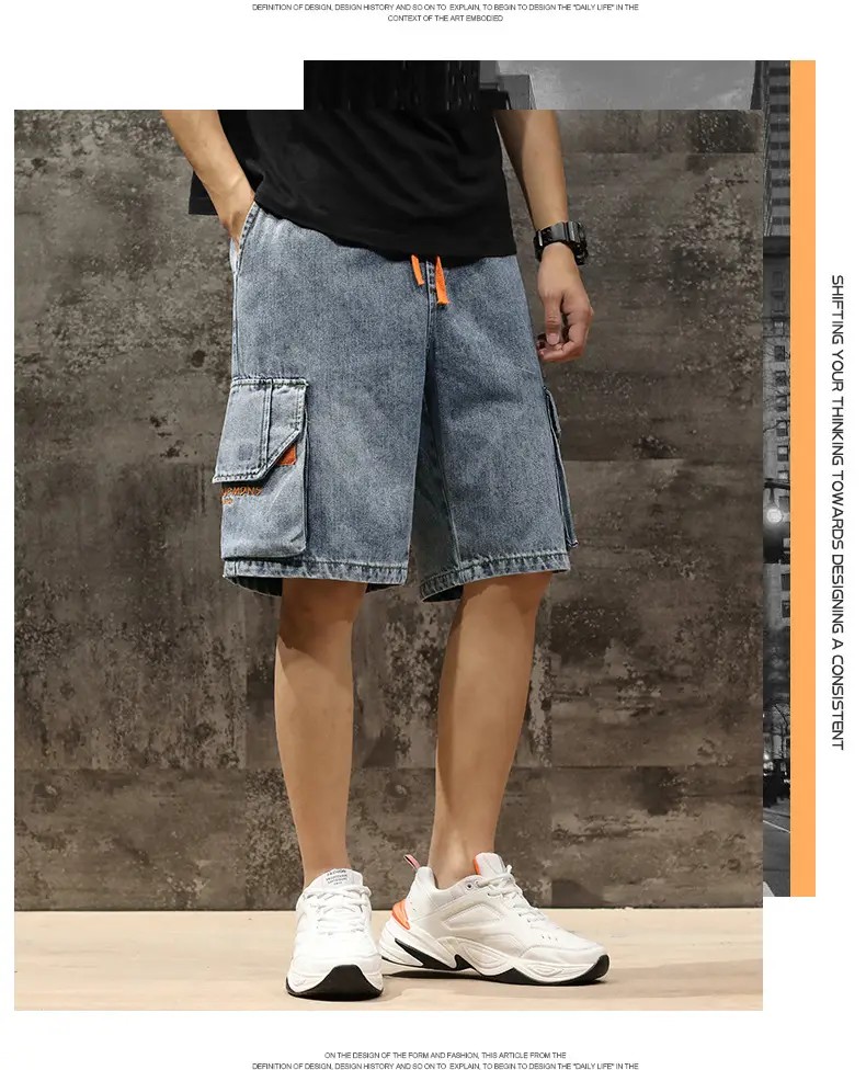 Trendy Men Denim Shorts Plus Size Multi Pocket — feature 10