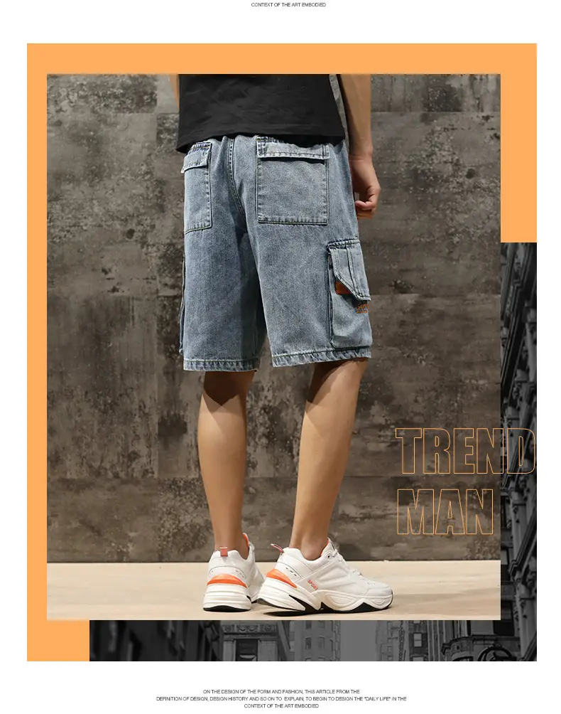 Trendy Men Denim Shorts Plus Size Multi Pocket — feature 11