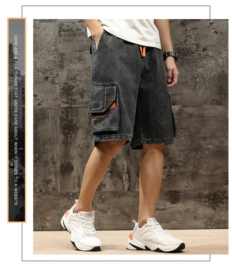 Trendy Men Denim Shorts Plus Size Multi Pocket — feature 12