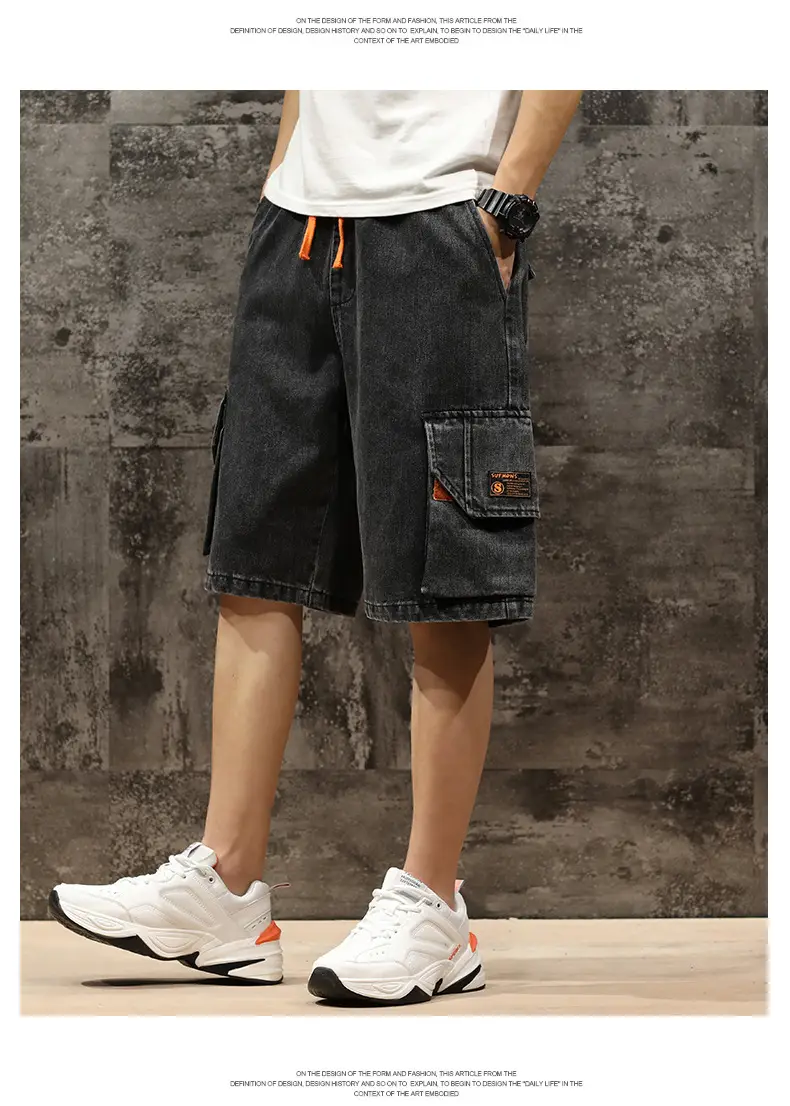 Trendy Men Denim Shorts Plus Size Multi Pocket — feature 13