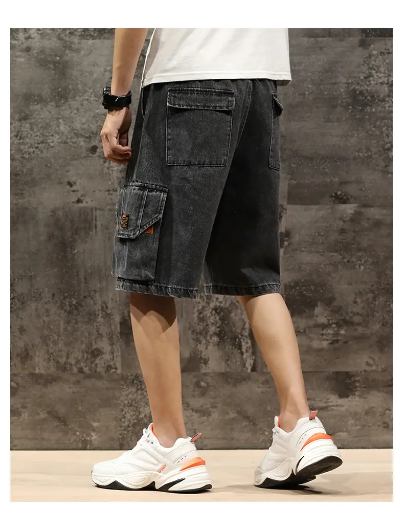 Trendy Men Denim Shorts Plus Size Multi Pocket — feature 14