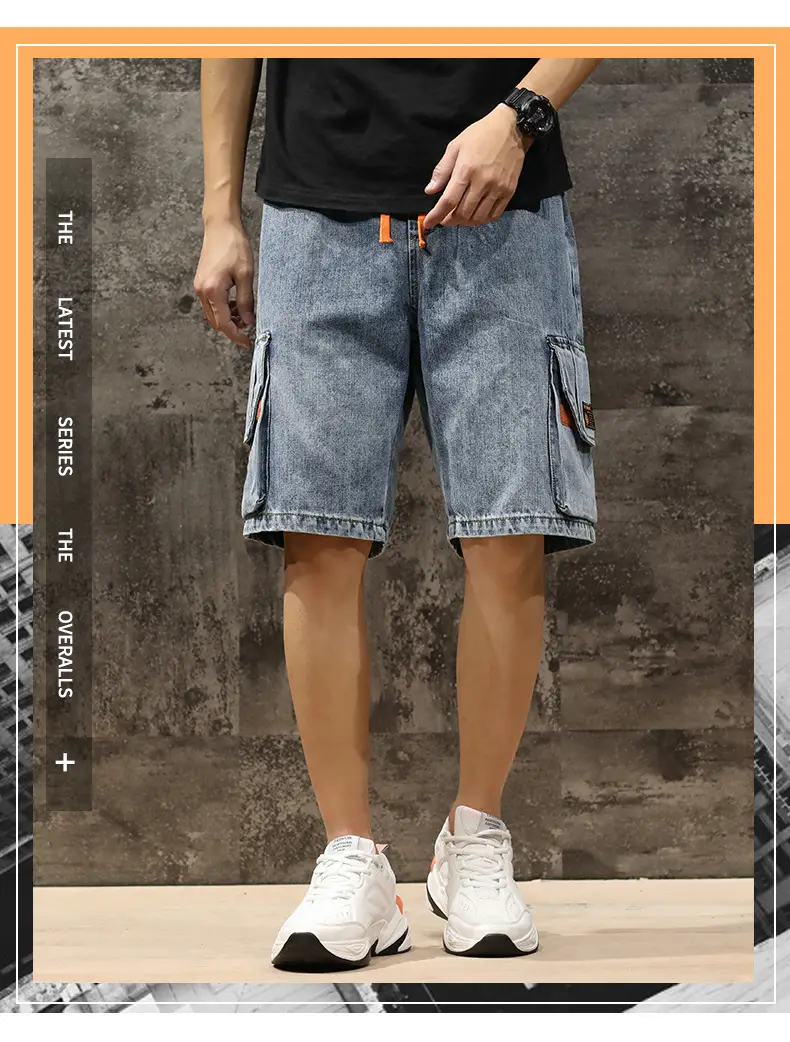 Trendy Men Denim Shorts Plus Size Multi Pocket — feature 2
