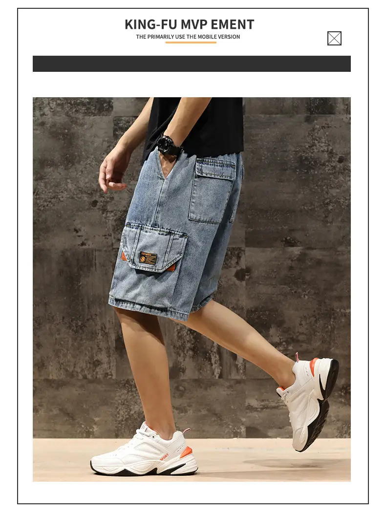Trendy Men Denim Shorts Plus Size Multi Pocket — feature 3