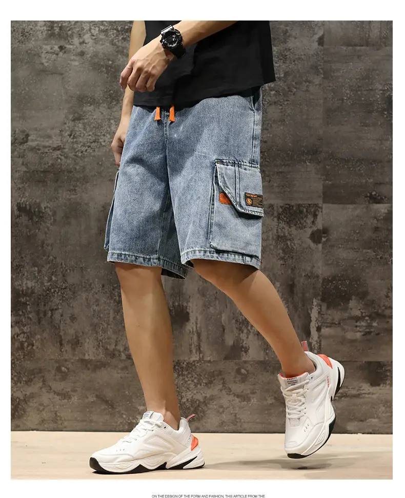Trendy Men Denim Shorts Plus Size Multi Pocket — feature 9