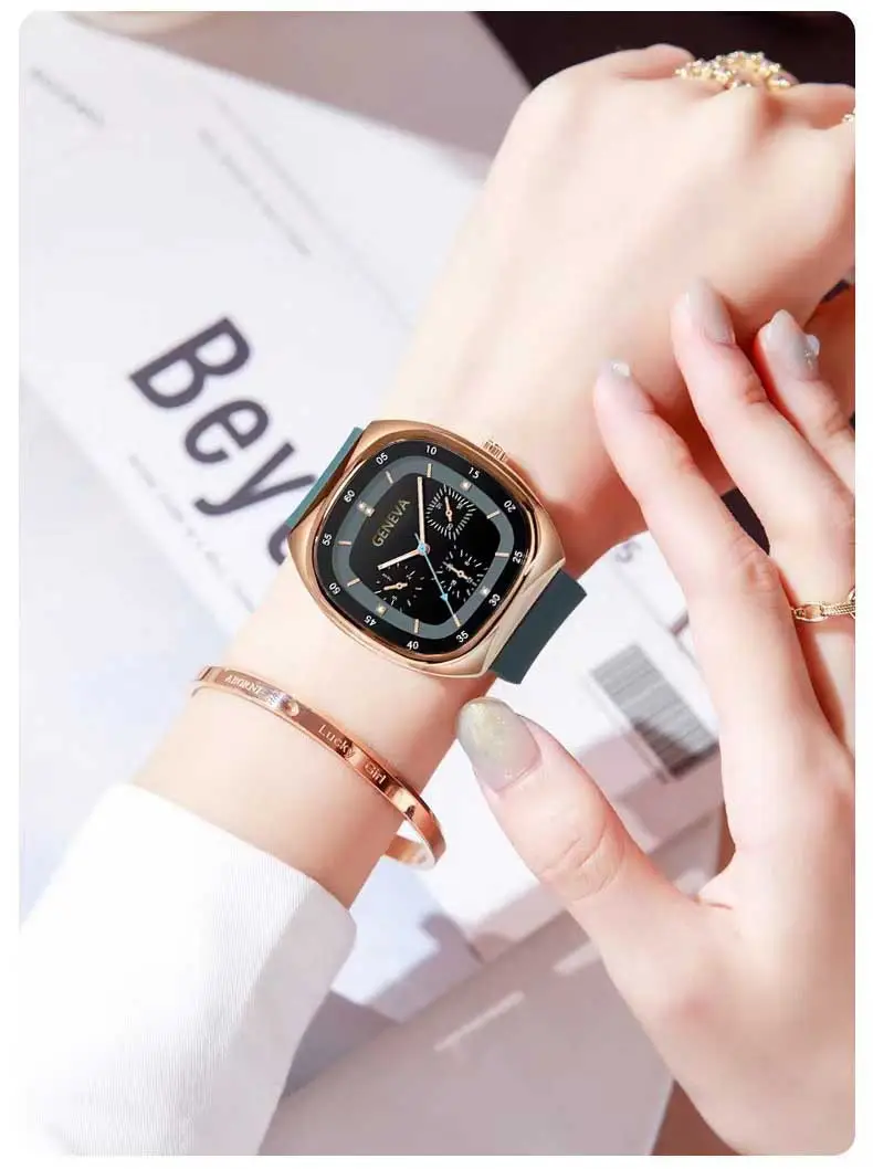 Women's Luminous Quartz Watch Brown Silicone Belt — feature 1