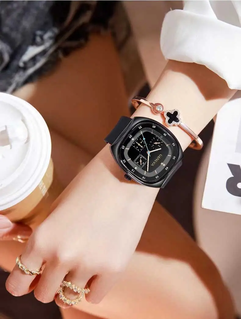 Women's Luminous Quartz Watch Brown Silicone Belt — feature 3
