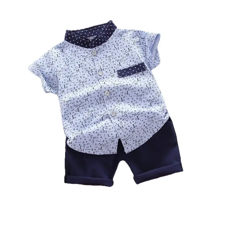 Kids Printed Letter Shirt Short Sleeve Set Boys Summer - Image 8