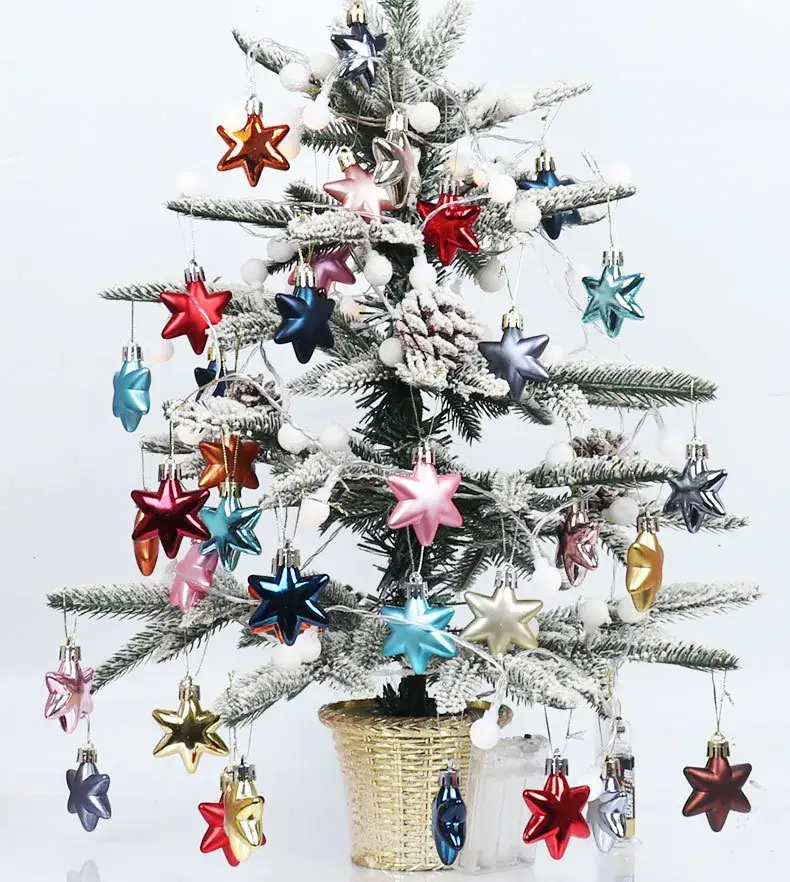 2024 Christmas Tree Pendants 5cm Electroplated Blue 12pcs — feature 9