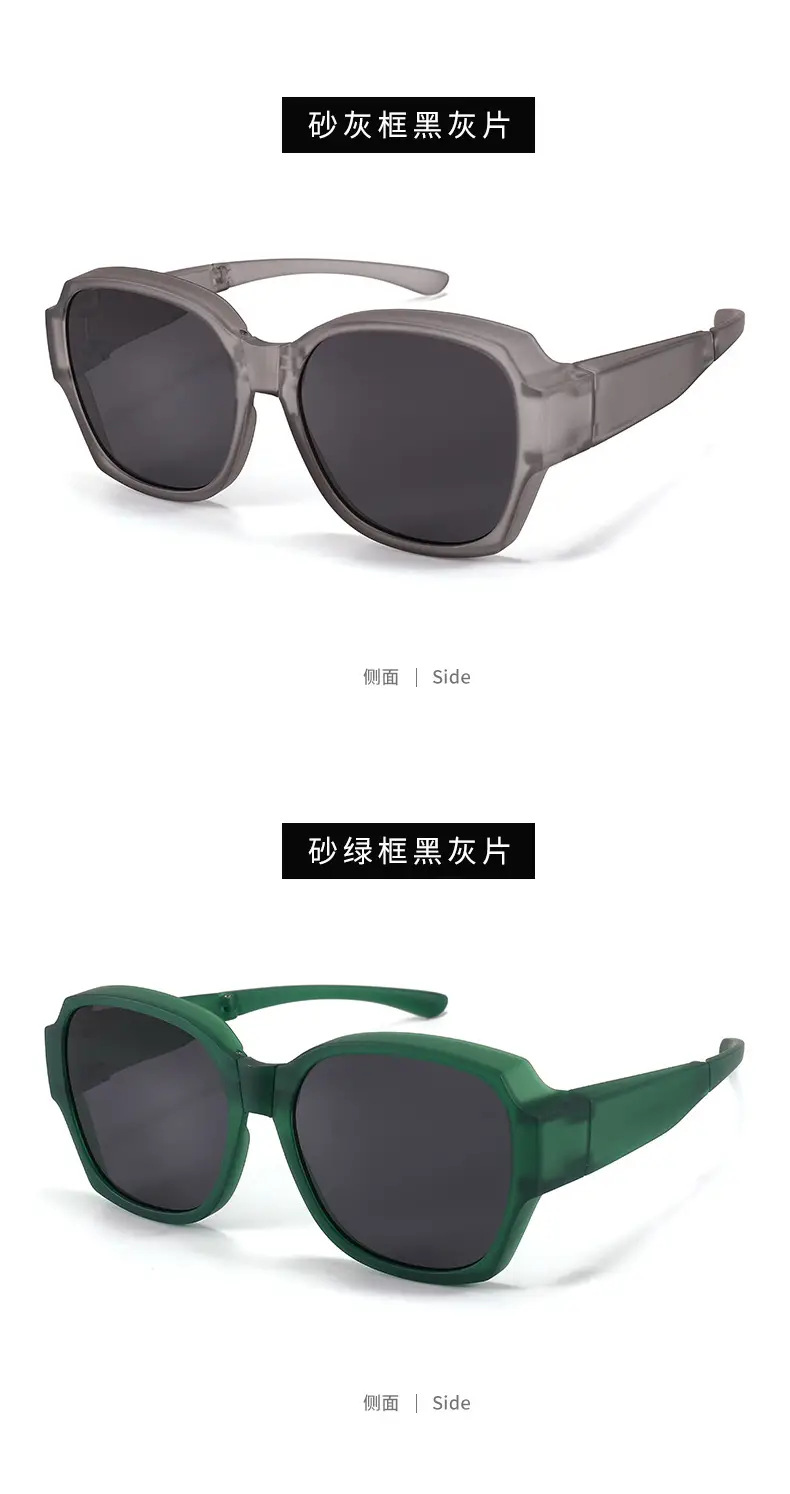 Polarized Sunglasses Green Black Frame Slimming Large — feature 13