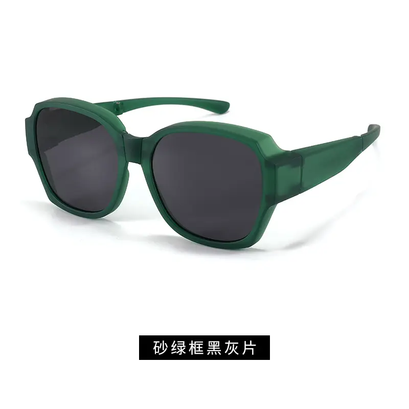 Polarized Sunglasses Green Black Frame Slimming Large - Image 5