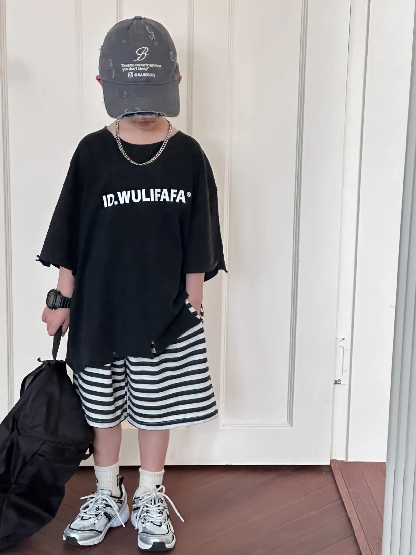 Pink Asymmetrical Kids T-Shirt with Cap & Shorts — feature 6