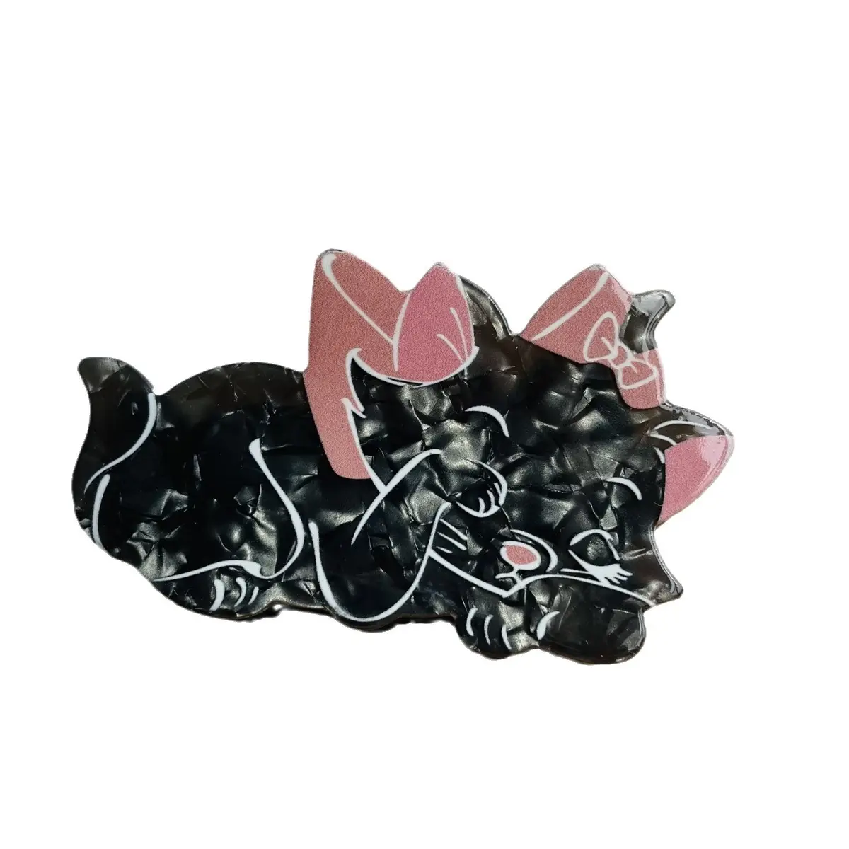 Mary Cat Clip with Shark Tail Design Black White - Image 9