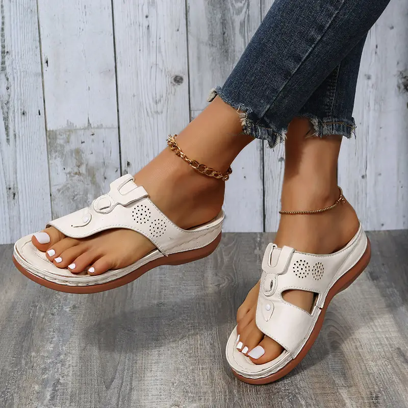 Foreign Trade Large Size Women's Slippers 2026 Spring and Summer New European and American Fashion Wedge Flip-Flops for Outdoor Wear Beach Women's Slippers - Image 8