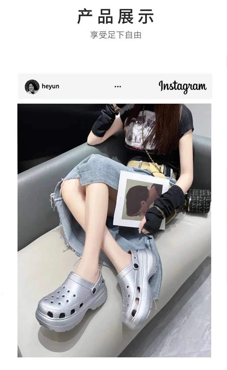 Snow house hole shoes women cross hole shoes eva hole shoes thick bottom hole shoes hole slippers factory wholesale — feature 11