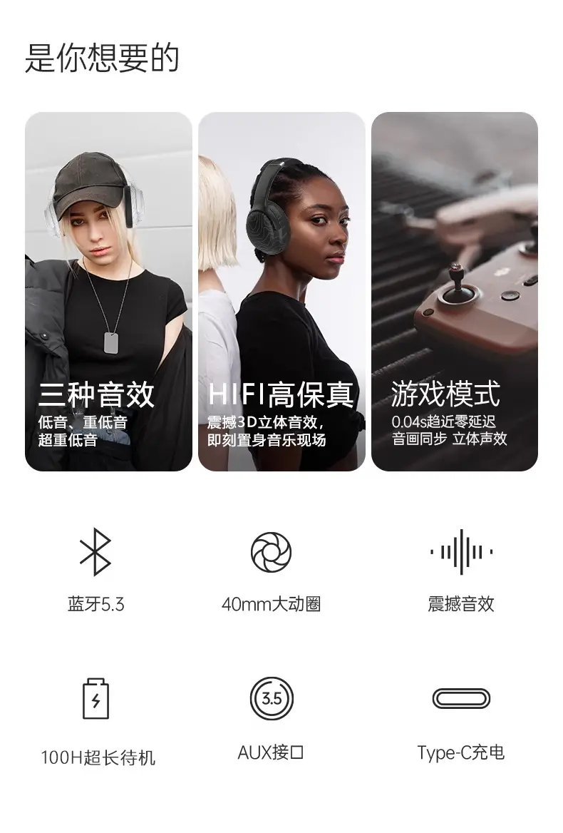 Cross-border Bluetooth Headset with 3 Sound Effects β feature 3