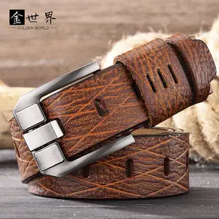 Men's Black Leather Belt 150cm Retro Style — feature 2