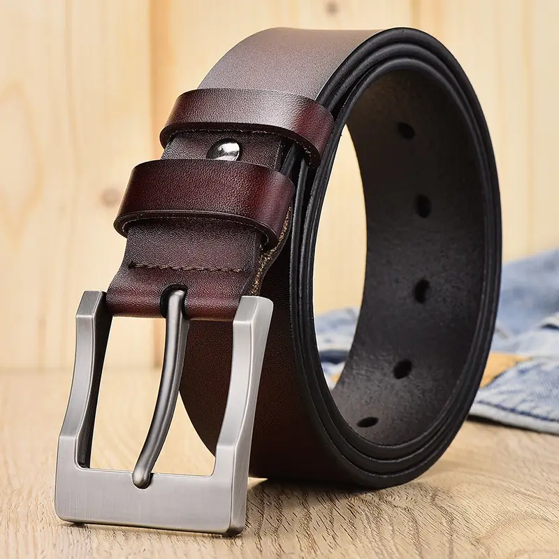 Men's Black Leather Belt 150cm Retro Style - Image 10