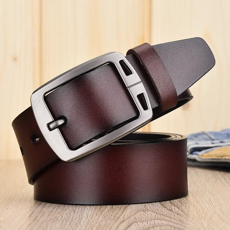 Men's Black Leather Belt 150cm Retro Style - Image 2