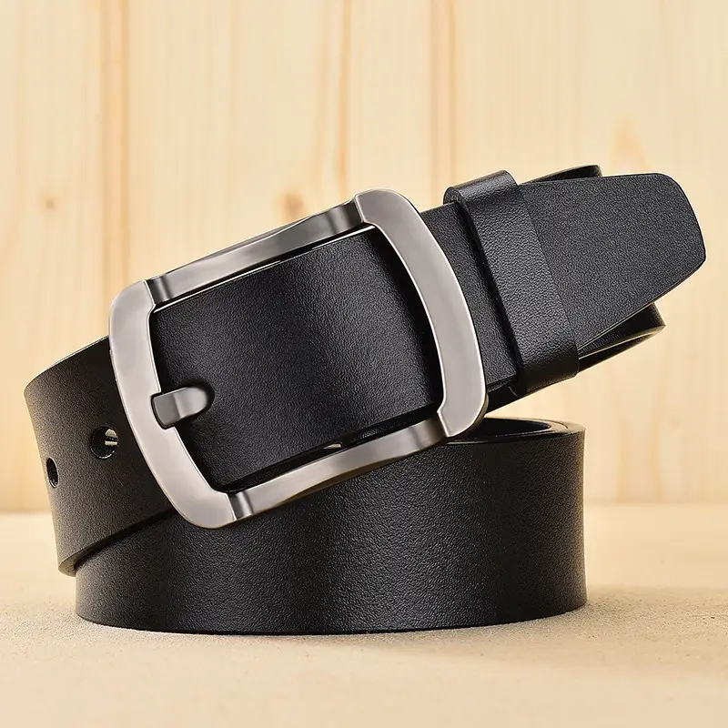 Men's Black Leather Belt 150cm Retro Style - Image 5
