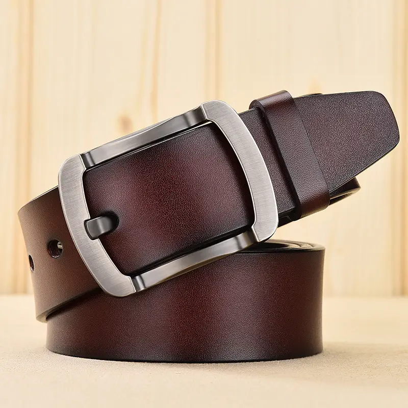 Men's Black Leather Belt 150cm Retro Style - Image 6