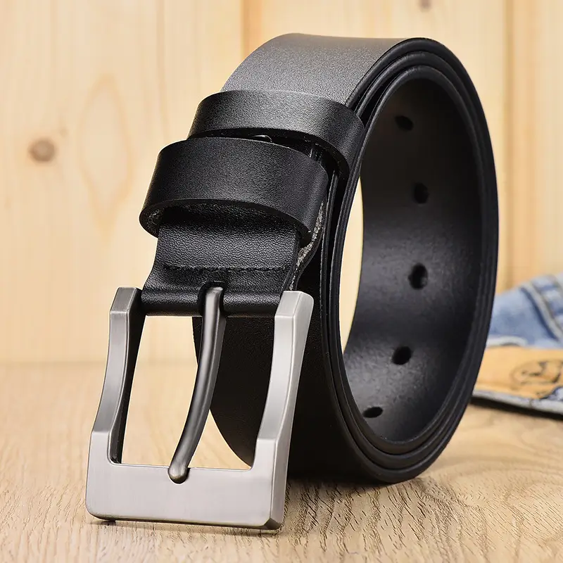 Men's Black Leather Belt 150cm Retro Style - Image 9
