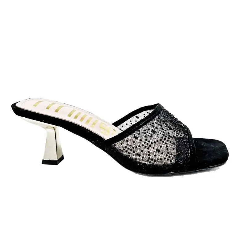 Cross-Border Exclusive Supply of High-Heeled Slip-On Women's Shoes with Thin Heels, Fashionable African Breathable Mesh Women's Heels Slippers