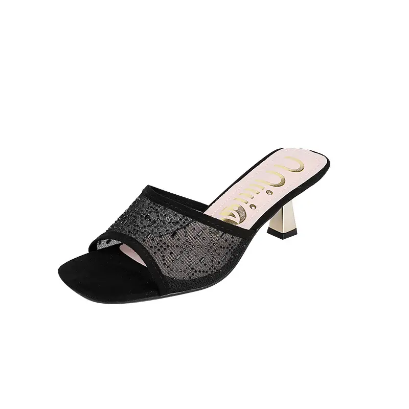 Cross-Border Exclusive Supply of High-Heeled Slip-On Women's Shoes with Thin Heels, Fashionable African Breathable Mesh Women's Heels Slippers — feature 20