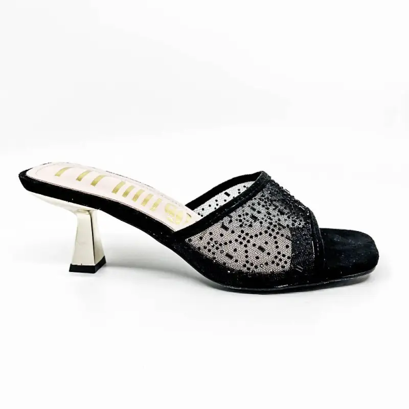 Cross-Border Exclusive Supply of High-Heeled Slip-On Women's Shoes with Thin Heels, Fashionable African Breathable Mesh Women's Heels Slippers — feature 21