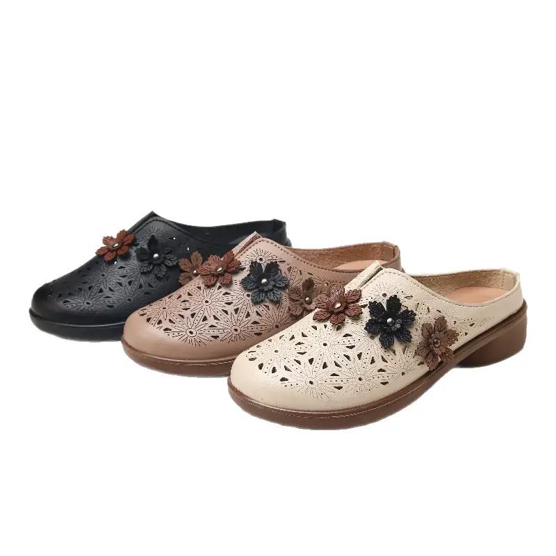 In-Stock Mom Shoes, Non-Slip Soft Sole, Flat Sandals for Middle-Aged and Elderly, Closed-Toe Outdoor Slippers, Summer Flat Sandals - Image 5