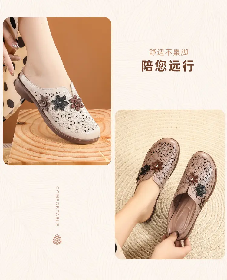 In-Stock Mom Shoes, Non-Slip Soft Sole, Flat Sandals for Middle-Aged and Elderly, Closed-Toe Outdoor Slippers, Summer Flat Sandals — feature 11