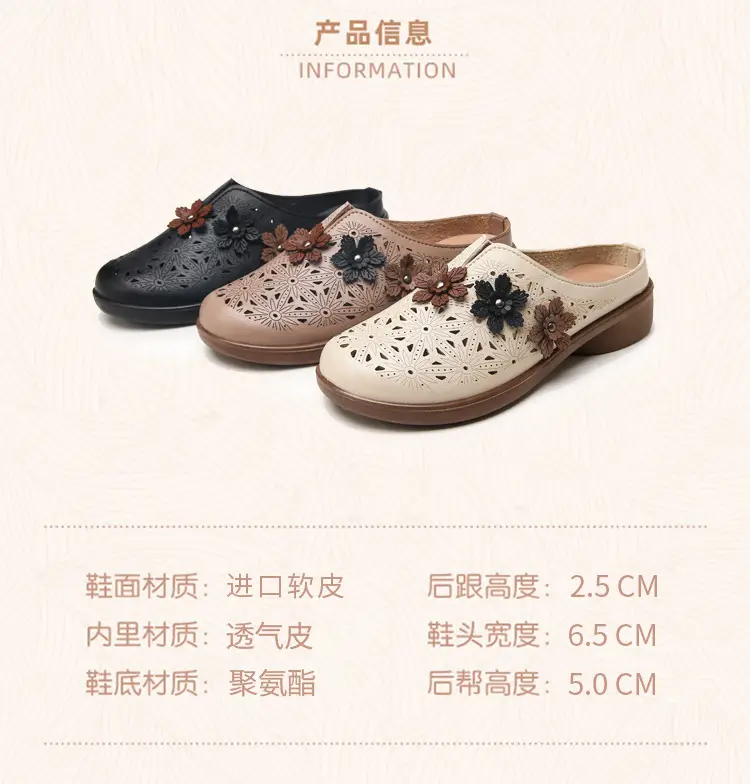 In-Stock Mom Shoes, Non-Slip Soft Sole, Flat Sandals for Middle-Aged and Elderly, Closed-Toe Outdoor Slippers, Summer Flat Sandals — feature 12