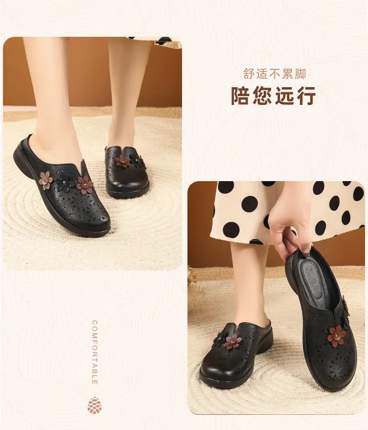 In-Stock Mom Shoes, Non-Slip Soft Sole, Flat Sandals for Middle-Aged and Elderly, Closed-Toe Outdoor Slippers, Summer Flat Sandals — feature 17