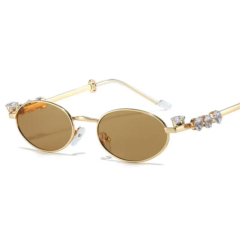 Oval Diamond Metal Sunglasses for Women - Image 9