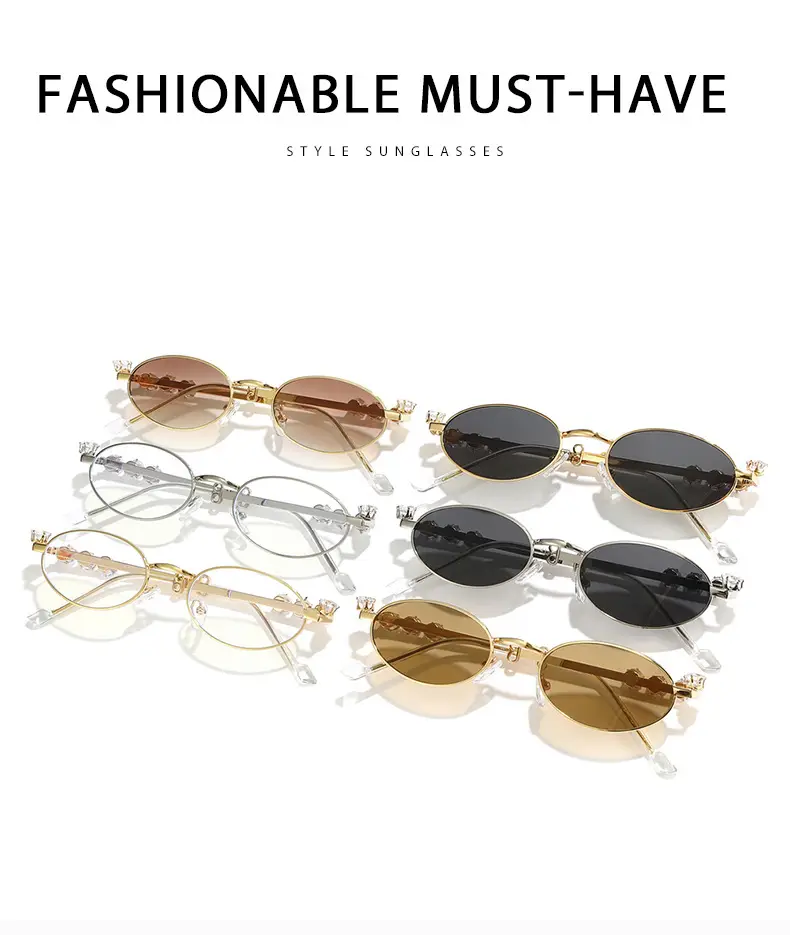 Oval Diamond Metal Sunglasses for Women — feature 11