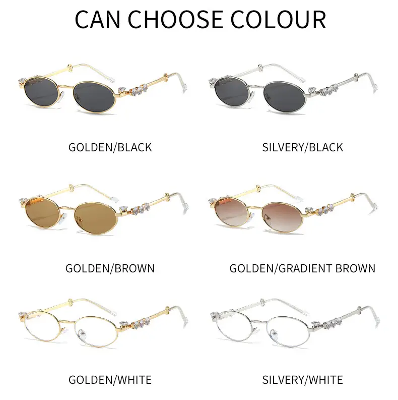 Oval Diamond Metal Sunglasses for Women — feature 15