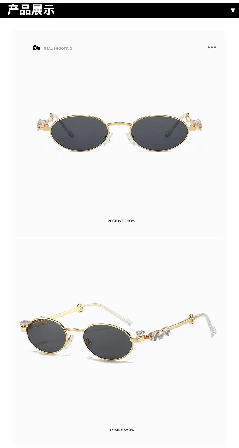Oval Diamond Metal Sunglasses for Women — feature 16