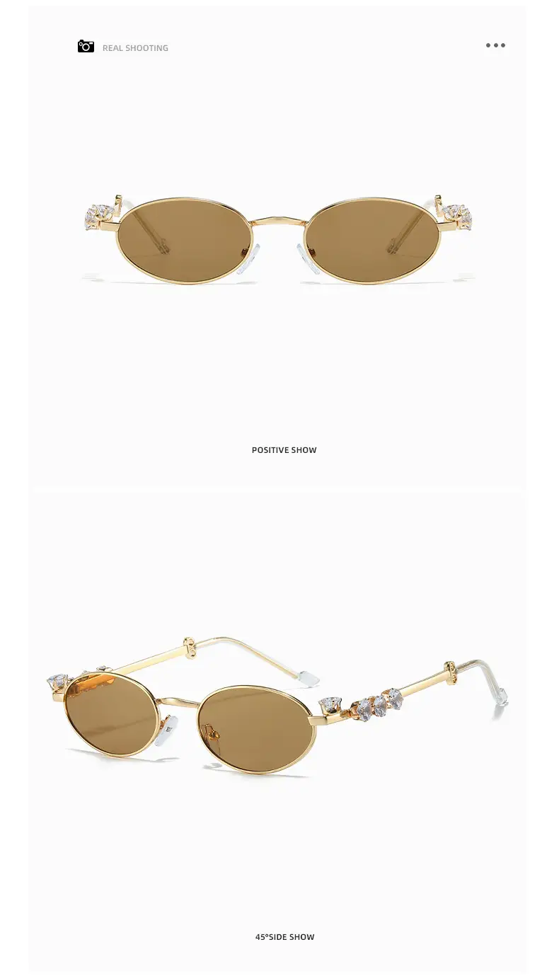 Oval Diamond Metal Sunglasses for Women — feature 19