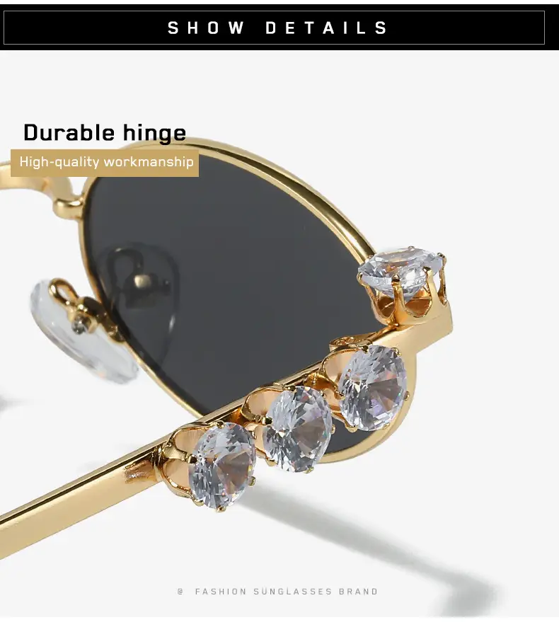 Oval Diamond Metal Sunglasses for Women — feature 22