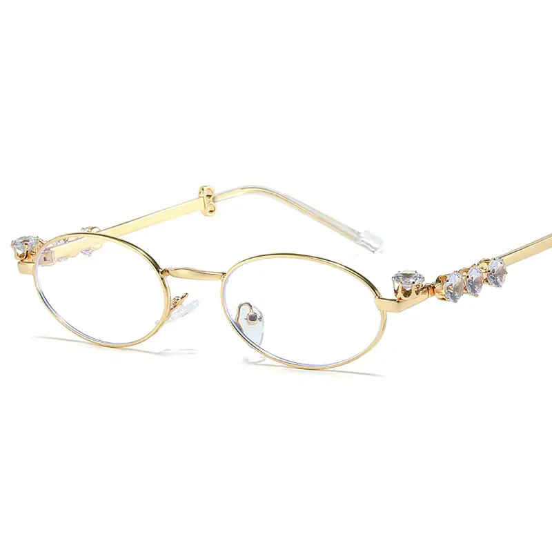 Oval Diamond Metal Sunglasses for Women