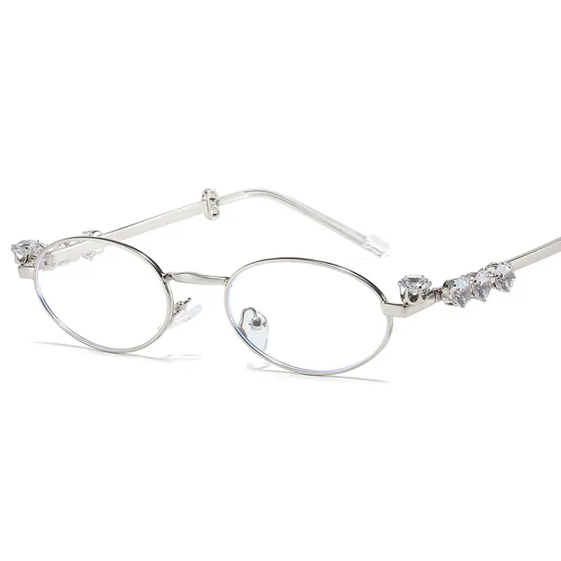Oval Diamond Metal Sunglasses for Women - Image 2