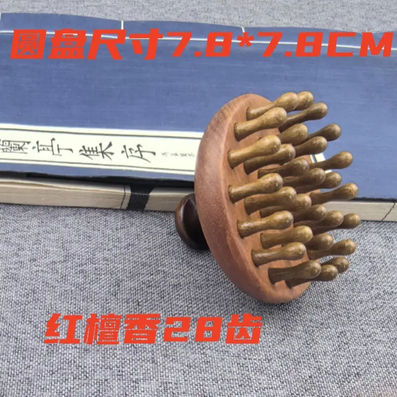 Golden Sandalwood Multi-Tooth Massage Comb with 28 Teeth for Head Meridian Massage, Green Sandalwood Meridian Comb for Scalp Massage - Image 5