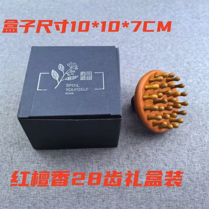 Golden Sandalwood Multi-Tooth Massage Comb with 28 Teeth for Head Meridian Massage, Green Sandalwood Meridian Comb for Scalp Massage - Image 6