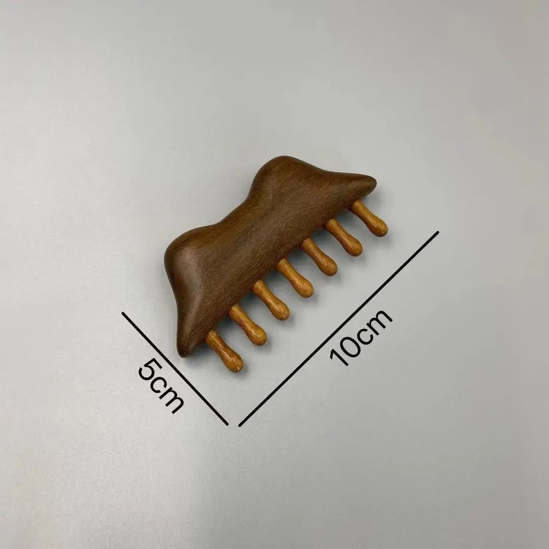 Golden Sandalwood Multi-Tooth Massage Comb with 28 Teeth for Head Meridian Massage, Green Sandalwood Meridian Comb for Scalp Massage - Image 8