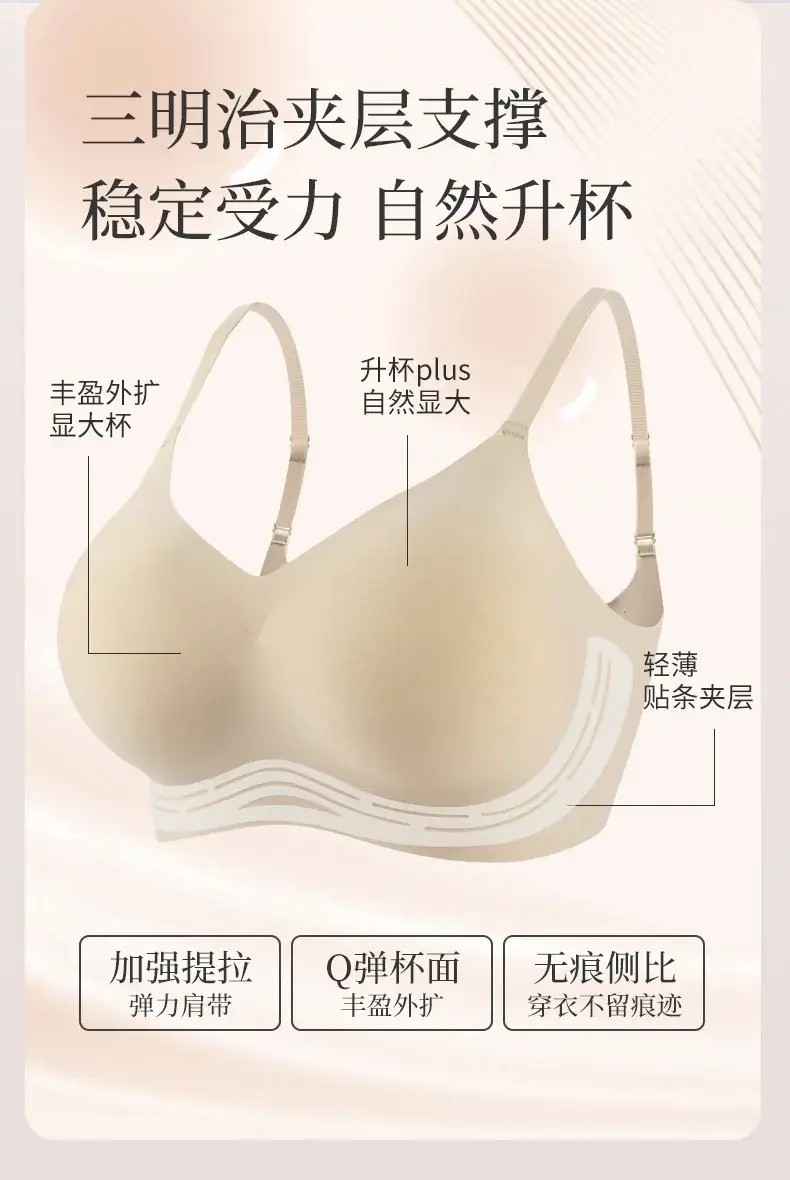 7A Antibacterial Thickened Cup Smooth Soft Support Underwear Women Small Chest Big Cartoon Chest Thin Bra — feature 3