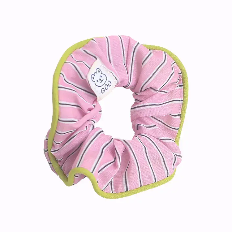 Sweet Cream Large Hair Ring Korean Striped Bear High Pony Tail - Image 10