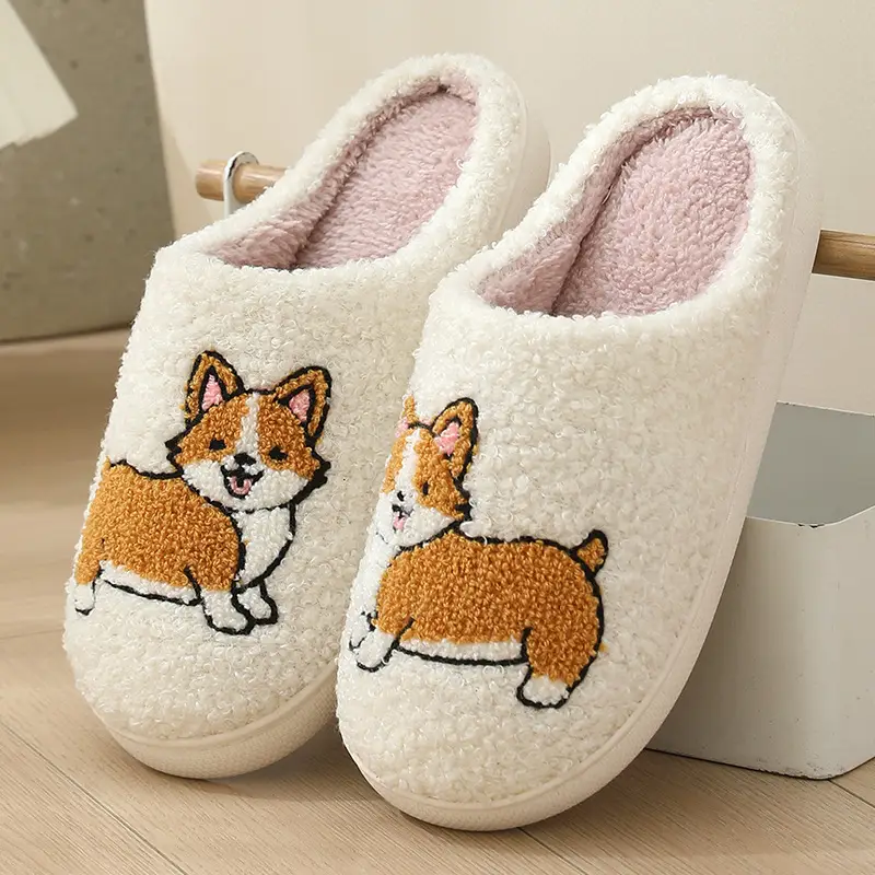 New Autumn and Winter Couple Cute Cartoon Puppy Cotton Slippers Home Indoor Non-slip Cotton Slippers Wholesale
