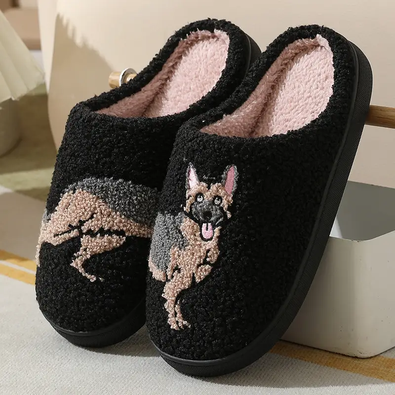 New Autumn and Winter Couple Cute Cartoon Puppy Cotton Slippers Home Indoor Non-slip Cotton Slippers Wholesale